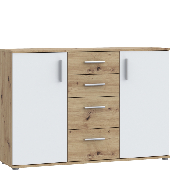 Komoda 4 szuflady 2 drzwi IKLK231-C830 Dąb Artisan / Biały NET106 Podstawowe