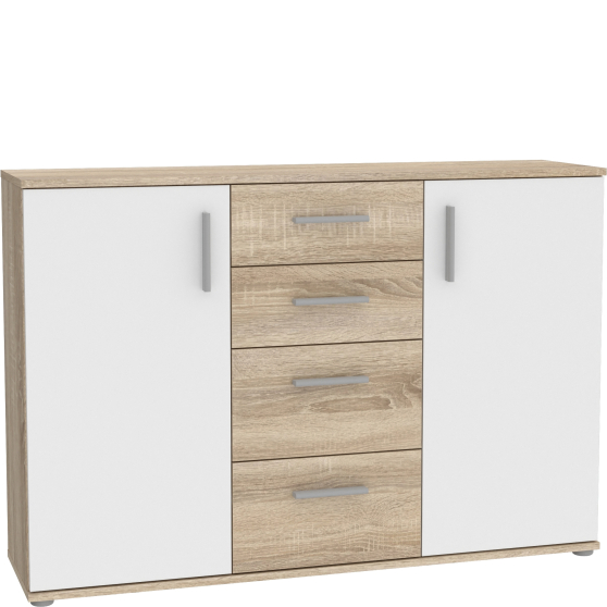 Komoda 4 szuflady 2 drzwi IKLK231-Q45F Dąb Sonoma / Biały Uni NET106 Podstawowe
