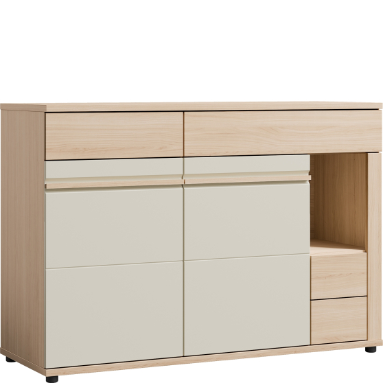 Komoda 130 cm z szufladami i drzwiami OS12 Riva / Cashmere OSLO Podstawowe