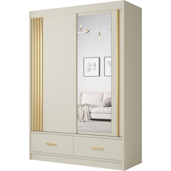 Szafa przesuwna dwudrzwiowa 150 cm z lustrem CANADA CA-35 Caschmere uchwyty Złote CANADA Podstawowe