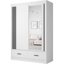 Szafa przesuwna dwudrzwiowa 150 cm z lustrem CANADA CA-24 Biel Perłowa uchwyty Czarne CANADA Podstawowe