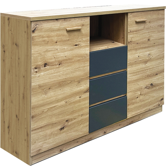 Komoda z szufladami i drzwiami 130 cm CX2 Artisan / Grafit CANADA Podstawowe