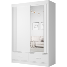 Szafa przesuwna dwudrzwiowa 150 cm z lustrem CANADA CA-21 Biel Perłowa uchwyty Białe CANADA Podstawowe