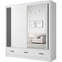 Szafa przesuwna dwudrzwiowa 200 cm z lustrem CANADA CA-24 Biel Perłowa uchwyty Czarne CANADA Podstawowe