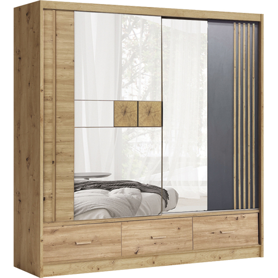 Szafa przesuwna dwudrzwiowa 200 cm z lustrem CANADA CA-2 Artisan CANADA Podstawowe