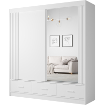 Szafa przesuwna dwudrzwiowa 200 cm z lustrem CANADA CA-21 Biel Perłowa uchwyty Białe CANADA Podstawowe