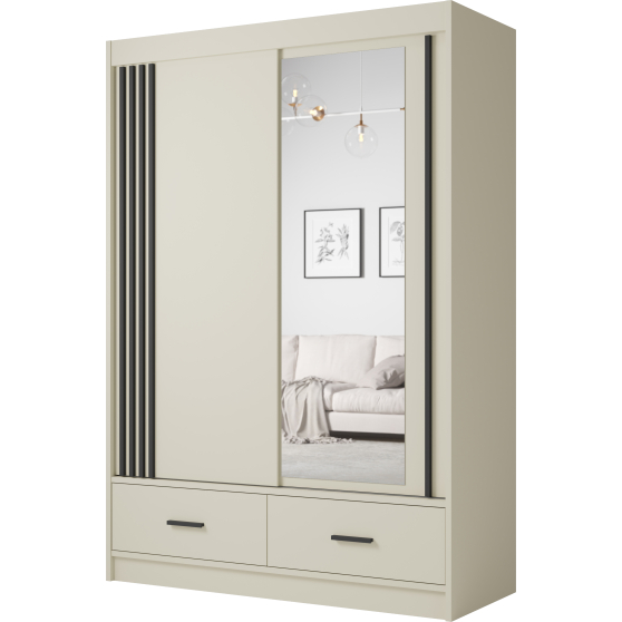 Szafa przesuwna dwudrzwiowa 150 cm z lustrem CANADA CA-34 Caschmere uchwyty Czarne CANADA Podstawowe Szafa przesuwna dwudrzwiowa 150 cm z lustrem CANADA CA-34 Caschmere uchwyty Czarne CANADA Podstawowe