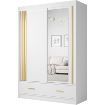 Szafa przesuwna dwudrzwiowa 150 cm z lustrem CANADA CA-25 Biel Perłowa uchwyty Złote CANADA Podstawowe