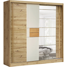Szafa przesuwna AVANTGARDE 2-drzwiowa z lustrem 200 cm AV-2 Artisan / Kaszmir / Dąb Podstawowe
