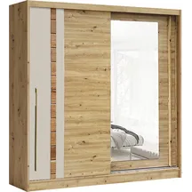 Szafa przesuwna AVANTGARDE 2-drzwiowa z lustrem 200 cm AV-3 Artisan / Kaszmir / Dąb Podstawowe