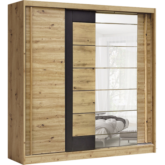 AVANTGARDE Szafa przesuwna 2-drzwiowa z lustrem 200 cm AV-4 Artisan / Grafit Podstawowe