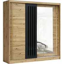 AVANTGARDE Szafa przesuwna 2-drzwiowa z lustrem 200 cm AV-5 Artisan / Lamele Grafit Podstawowe