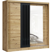 AVANTGARDE Szafa przesuwna 2-drzwiowa z lustrem 200 cm AV-5 Artisan / Lamele Grafit Podstawowe