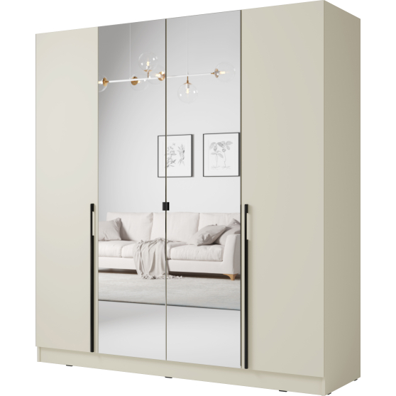Szafa z lustrem DENVER 4-drzwiowa 200 cm DEN2 Cashmere Podstawowe
