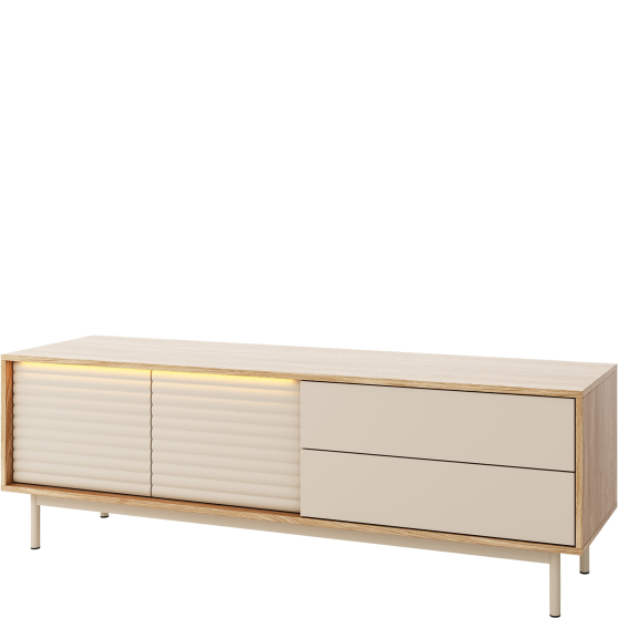 Szafka RTV drzwiami i szufladami TI4 Cashmere / Dąb olejowany TILA Podstawowe