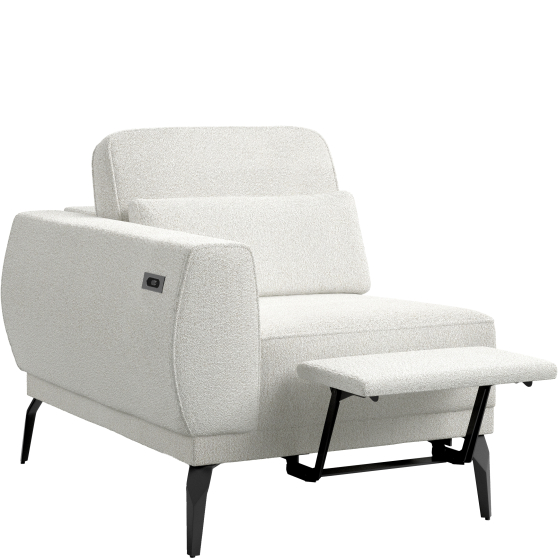 Fotel z jednym bokiem i elektrycznym podnóżkiem 1/FB Lewy VELUMO Podstawowe