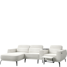 Narożnik z barkiem i podnóżkiem elektrycznym Lewy VELUMO Podstawowe