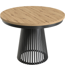 GARDA Stół rozkładany do jadalni okrągły, podstawa czarna blat Dąb Artisan Podstawowe