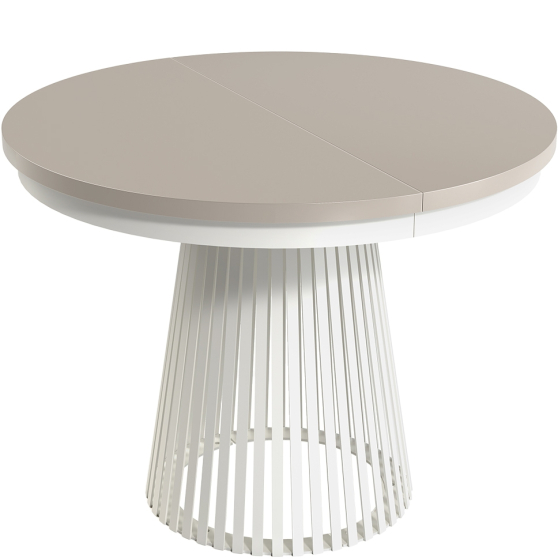 Stół rozkładany do jadalni GARDA okrągły, podstawa biała blat Clay Gray Podstawowe