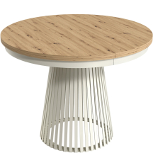 Stół GARDA okrągły rozkładany, podstawa kaszmir blat Dąb Artisan Podstawowe