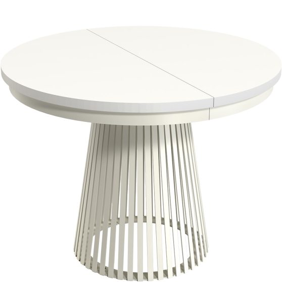 Stół GARDA okrągły rozkładany, podstawa kaszmir blat Biel Alpejska Podstawowe