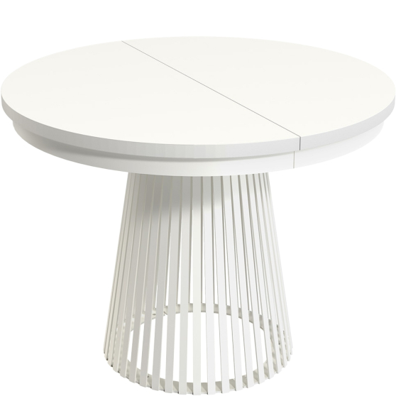 Stół rozkładany do jadalni GARDA okrągły, podstawa biała blat Biel Alpejska Podstawowe