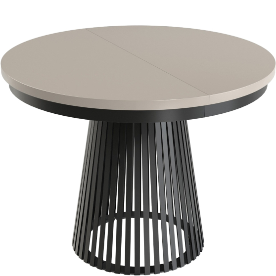 GARDA Stół rozkładany do jadalni okrągły, podstawa czarna blat Clay Gray Podstawowe