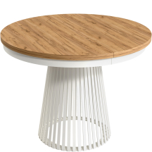 Stół rozkładany do jadalni GARDA okrągły, podstawa biała blat Kraft Złoty Podstawowe