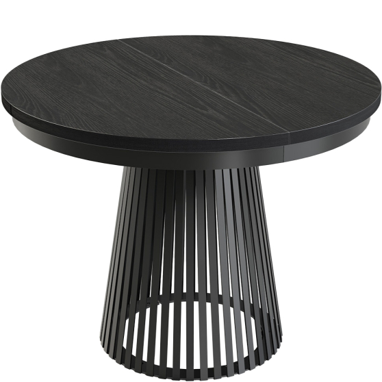 GARDA Stół rozkładany do jadalni okrągły, podstawa czarna blat Czarne Drewno Podstawowe