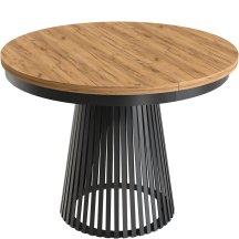 GARDA Stół rozkładany do jadalni okrągły, podstawa czarna blat Kraft Złoty Podstawowe