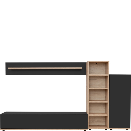 Meblościanka SILK 3 Dąb Ribbeck / Czarny SILK Podstawowe