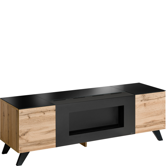 Szafka RTV z biokominkiem Wotan / Czarny THIN Podstawowe