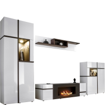 Meblościanka CROSS z biokominkiem Biały Połysk CROSS BIAŁY POŁYSK Podstawowe