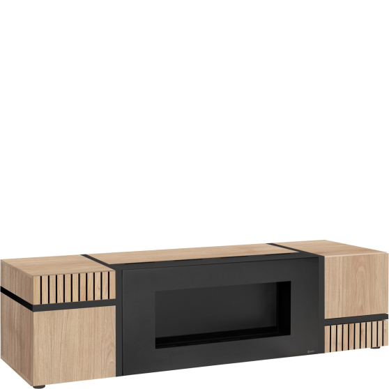 Szafka RTV z biokominkiem Hickory Jackson / Czarny CROSS HICKORY JACKSON Podstawowe