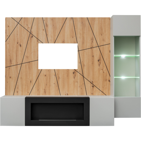 Meblościanka z biokominkiem XARI XR G-K Perla Gray / Artisan XARI Podstawowe