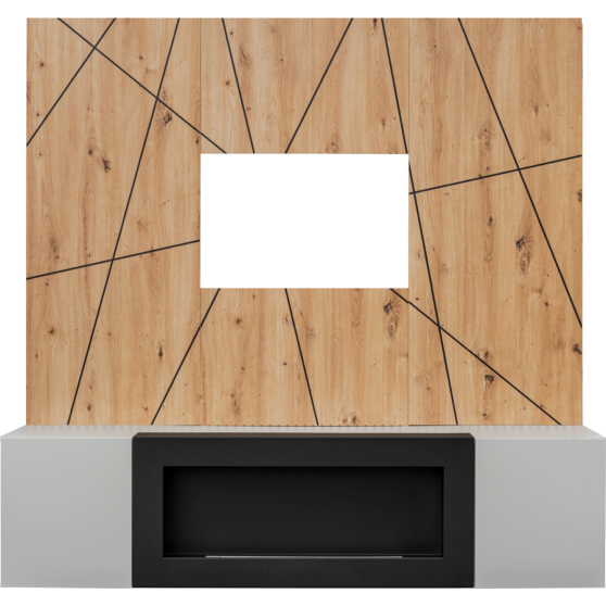 Wisząca szafka pod telewizor z biokominkiem XARI XR G2-K Perla Gray / Artisan XARI Podstawowe