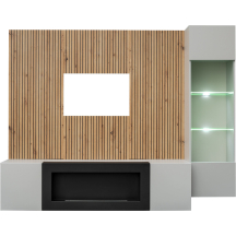 Meblościanka z biokominkiem XARI XR L-K Perla Gray / Artisan XARI Podstawowe