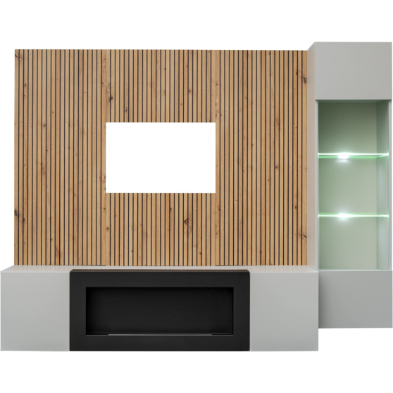 Meblościanka z biokominkiem XARI XR L-K Perla Gray / Artisan XARI Podstawowe