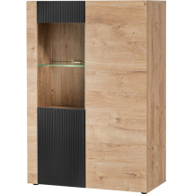 Witryna niska Kredens Dąb Ribbeck / Czarny Ryflowany ARON Podstawowe