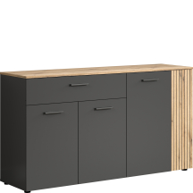 Komoda czterodrzwiowa z szufladą lamele Grafit / Dąb Evok ESTEBAN Podstawowe