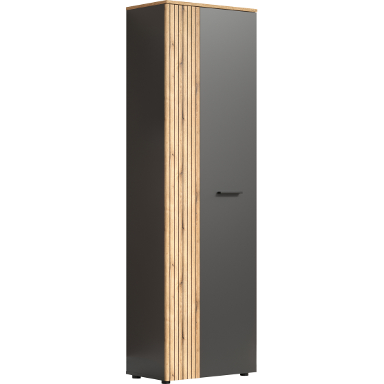 Szafa 60 cm 2-drzwiowa z lamelami Grafit / Dąb Evok ESTEBAN Podstawowe