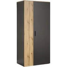 Szafa 90 cm 2-drzwiowa z lamelami Grafit / Dąb Evok ESTEBAN Podstawowe