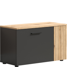 Szafka na buty do przedpokoju z lamelami Grafit / Dąb Evok ESTEBAN Podstawowe