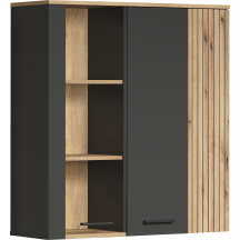 Witryna wisząca do salonu front lamele Grafit / Dąb Evok ESTEBAN Podstawowe