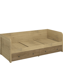 Łóżko młodzieżowe 90 x 200 z szufladami Dąb Cremona / Dąb Lefkas DENZEL Podstawowe