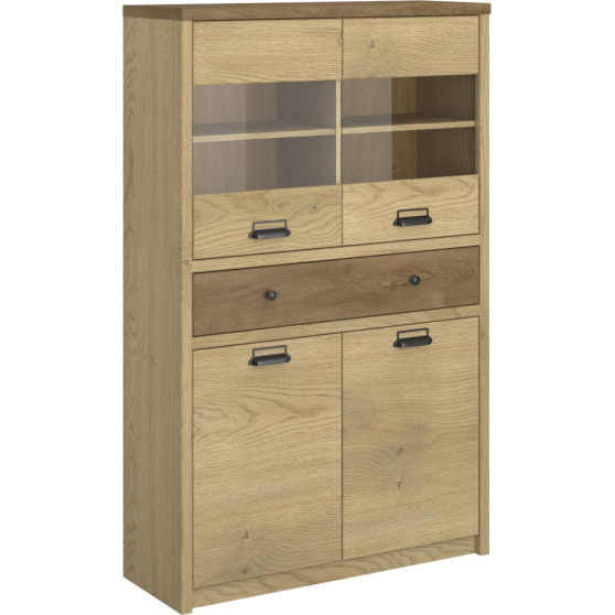 Niska witryna kredens z szufladą Dąb Cremona / Dąb Lefkas DENZEL Podstawowe