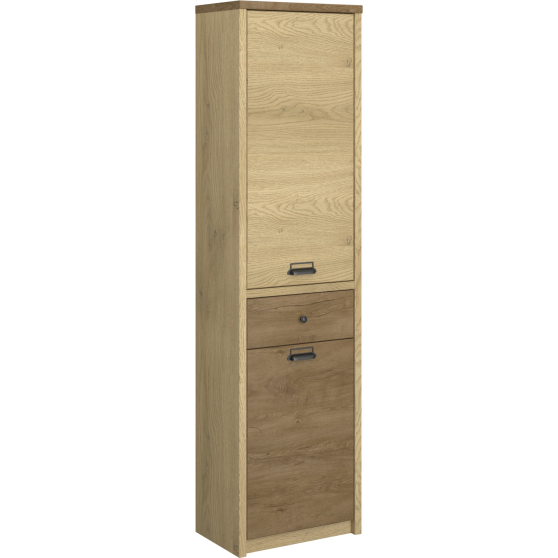 Bieliźniarka wysoka 2-drzwiowa z szufladą Dąb Cremona / Dąb Lefkas DENZEL Podstawowe
