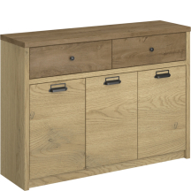 Komoda 3-drzwiowa 2 szuflady Dąb Cremona / Dąb Lefkas DENZEL Podstawowe