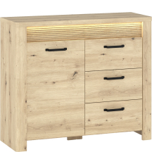 Komoda 1-drzwiowa z 3 szufladami i oświetleniem LED dąb artisan MORIS Podstawowe