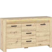 Komoda dwudrzwiowa z 3 szufladami i oświetleniem LED dąb artisan MORIS Podstawowe